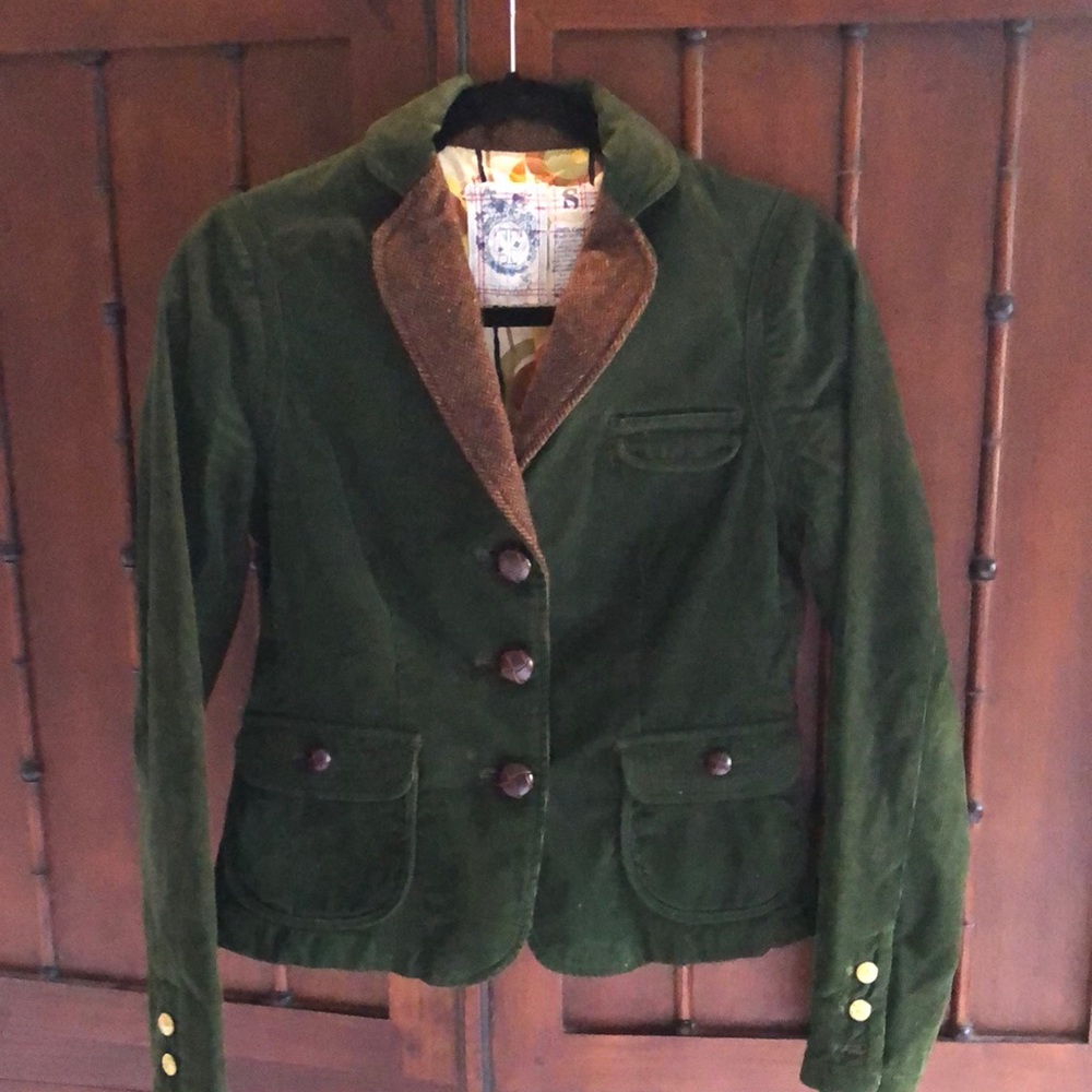 Trovata Dark Green Corduroy Jacket with Tweed trim